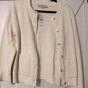 LOFT Women's Ivory Cardigan Sweater